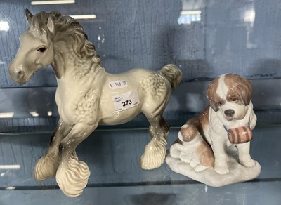 Lot 373 - A Lladro model of a St Bernard and pup and a...