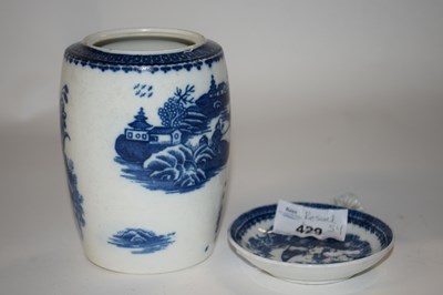 Lot 384 - Caughley fisherman pattern tea caddy lacking...