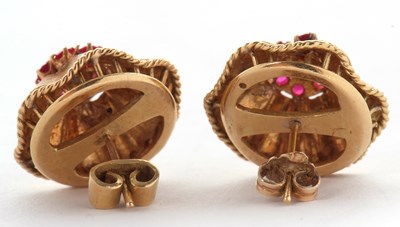 Lot 74 - A pair of mid 20th century ruby and diamond...