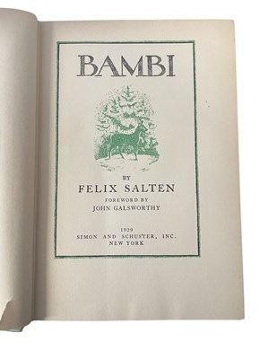 Lot 3 - FELIX SALTEN AND KURT WEISE (Illus): BAMBI,...