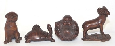 Lot 261 - Four Netsuke carved animal figures, modelled...