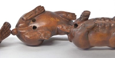 Lot 262 - 5 Netsuke carved animal figures, modelled as a...
