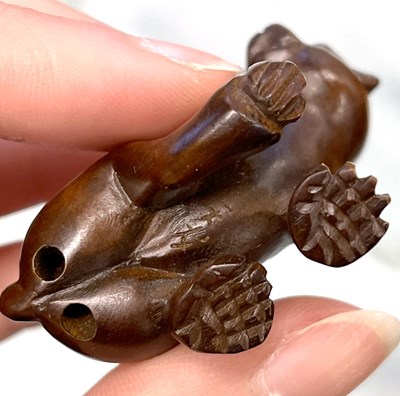 Lot 264 - 4 Netsuke carved animal figures, modelled as a...