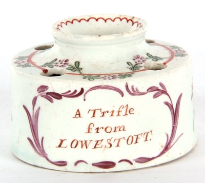 Lot 68 - A rare Lowestoft porcelain " Trifle" inkwell c....