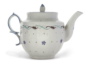 Lot 66 - An unusual Lowestoft teapot and matching cover...