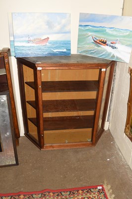 Lot 715 - OAK GLAZED LOZENGE FORMED DISPLAY CABINET