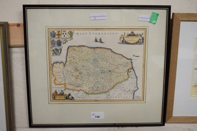 Lot 726 - COLOURED MAP OF NORFOLK, F/G, 41CM WIDE