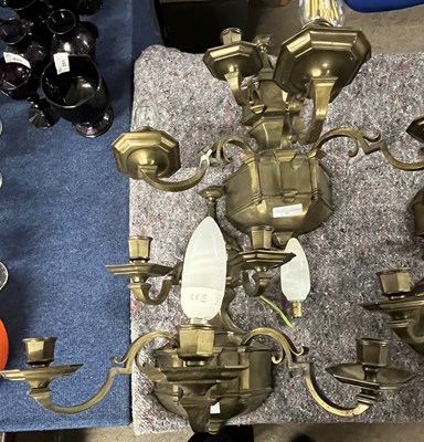 Lot 302 - A trio of 20th Century five branch wall lights...