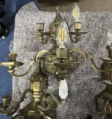 Lot 302 - A trio of 20th Century five branch wall lights...