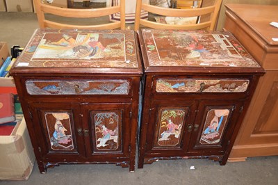 Lot 761 - PAIR OF MODERN ORIENTAL PAINTED BEDSIDE CABINETS