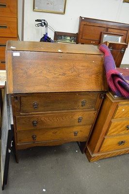 Lot 768 - OAK THREE DRAWER BUREAU