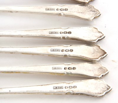 Lot 16 - Set of six Chippendale pattern pastry forks,...