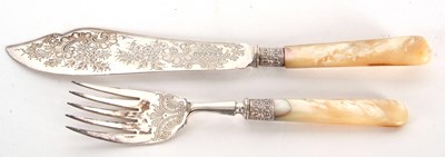 Lot 25 - Pair of late Victorian silver bladed servers...