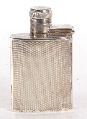 Lot 33 - A George VI small silver spirit flask, engine...