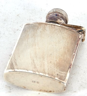 Lot 33 - A George VI small silver spirit flask, engine...