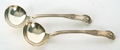 Lot 56 - A pair of William IV Kings pattern ladles...