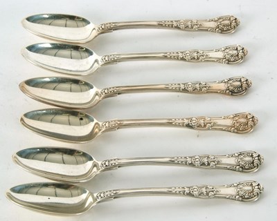 Lot 57 - A set of six Victorian Queens pattern silver...