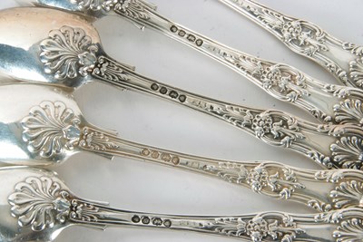 Lot 57 - A set of six Victorian Queens pattern silver...