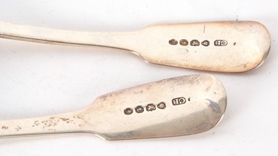 Lot 59 - A pair of antique fiddle pattern sauce ladles...