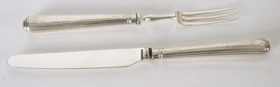 Lot 79 - A cased set of six pairs of silver handled...