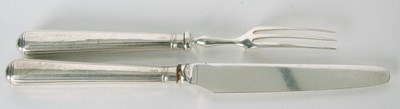 Lot 79 - A cased set of six pairs of silver handled...