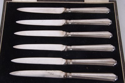 Lot 80 - A cased set of six Art Deco fruit knives, each...