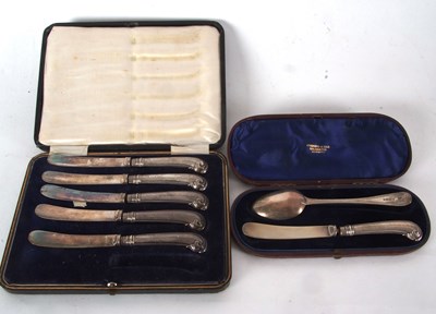 Lot 89 - Mixed Lot:  Cased silver dessert spoon with...