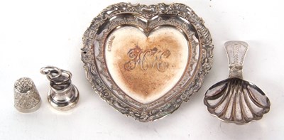 Lot 108 - Mixed Lot Late Victorian heart shaped silver...