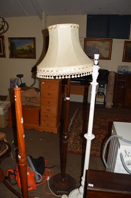 Lot 824 - DARK WOOD STANDARD LAMP WITH SHADE