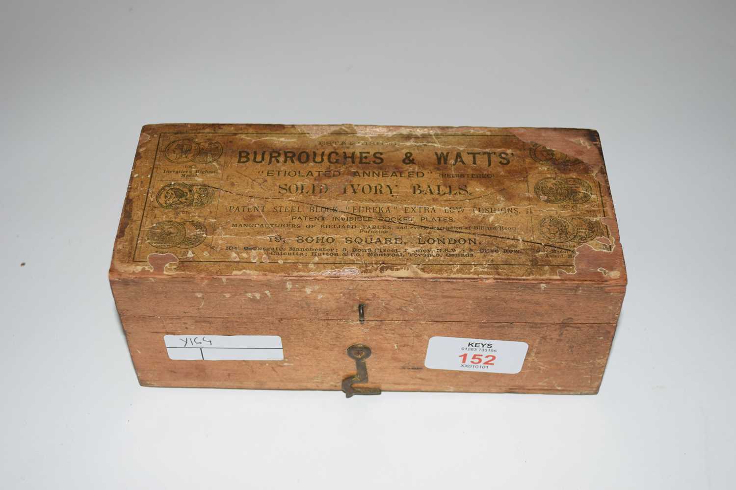 Lot 152 - Early boxed set of Burroughs & Watts billiard...
