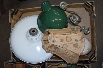 Lot 840 - BOX OF VINTAGE INDUSTRIAL CEILING LIGHTS,...