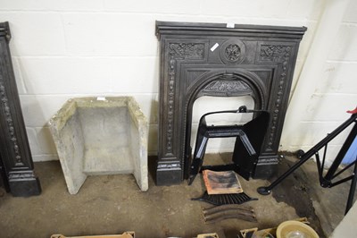 Lot 843 - VICTORIAN CAST IRON FIRE SURROUND WITH INSET...