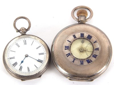 Lot 257 - Two white metal pocket watches, one crown...
