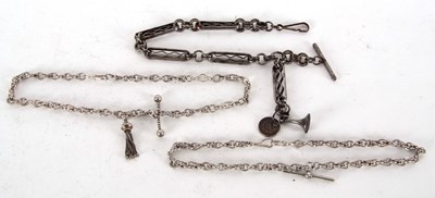 Lot 265 - Three watch chains to include a Victorian gun...