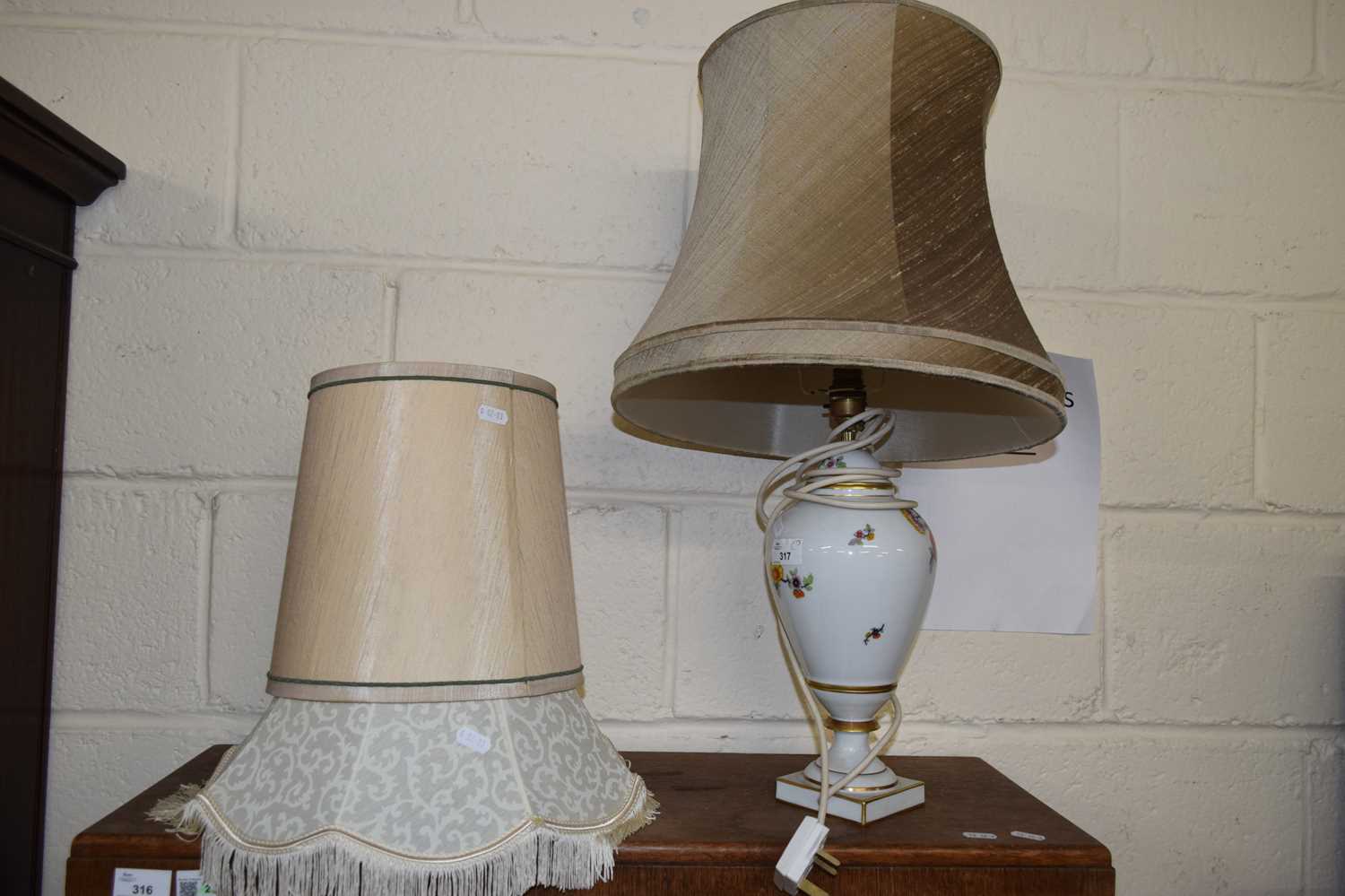 Lot 317 - MODERN CONTINENTAL PORCELAIN TABLE LAMP AND...