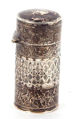 Lot 127 - An Edwardian silver and glass scent bottle of...