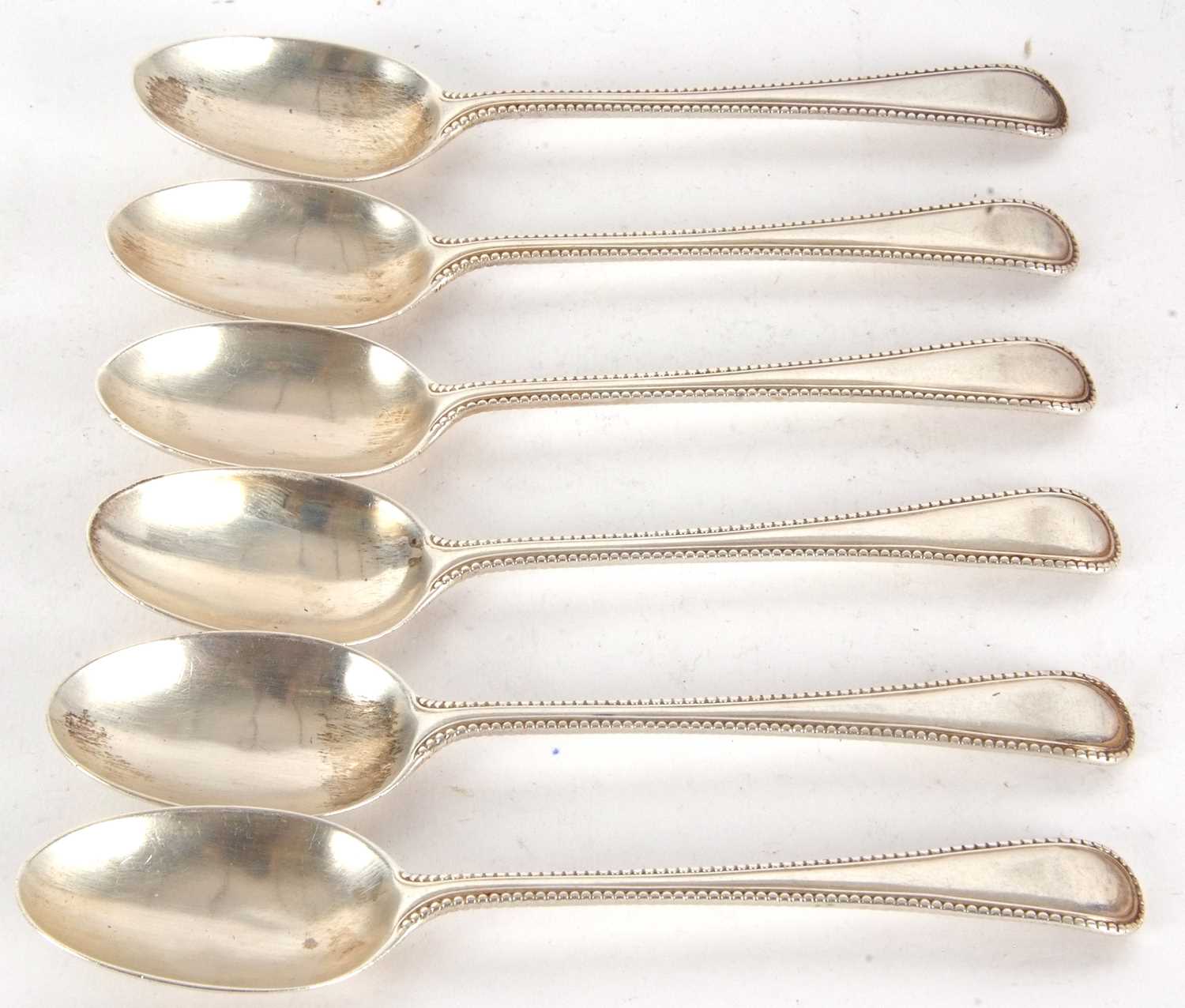 Lot 169 - Six silver Old English pattern teaspoons with...