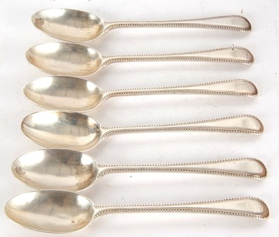 Lot 169 - Six silver Old English pattern teaspoons with...