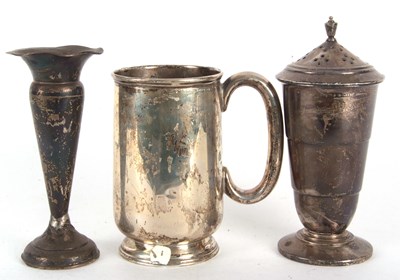 Lot 176 - Mixed Lot:  George VI silver pint mug of plain...