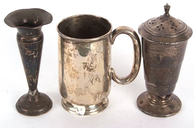 Lot 176 - Mixed Lot: George VI silver pint mug of plain...