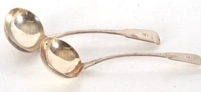 Lot 32 - Pair of George III silver fiddle pattern...