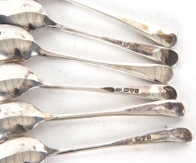 Lot 183 - Six Chester silver teaspoons with shell...