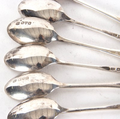 Lot 183 - Six Chester silver teaspoons with shell...