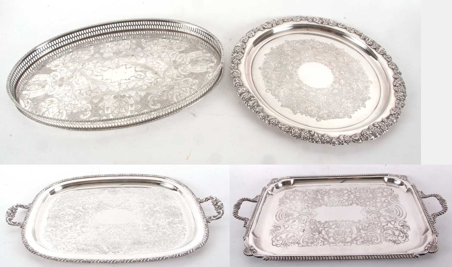 Lot 205 - Two vintage silver plated twin handled trays,...