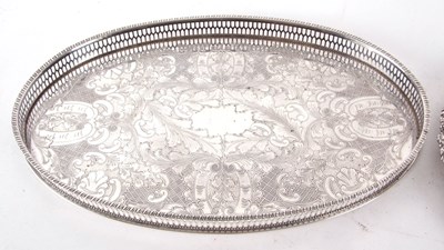 Lot 205 - Two vintage silver plated twin handled trays,...