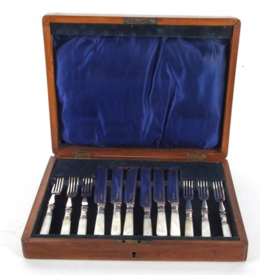 Lot 206 - A cased set of six pairs of silver plated...