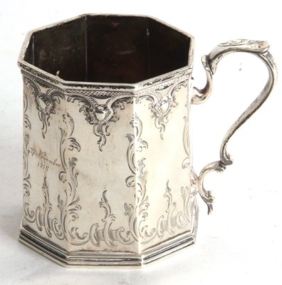 Lot 211 - A Victorian christening mug of octagonal form,...