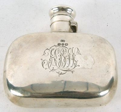 Lot 212 - Late Victorian silver hip flask having a plain...