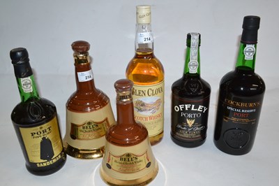 Lot 214 - Quantity of whiskey and port to include Glen...