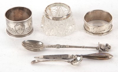 Lot 223 - Mixed Lot: Two hallmarked silver serviette...
